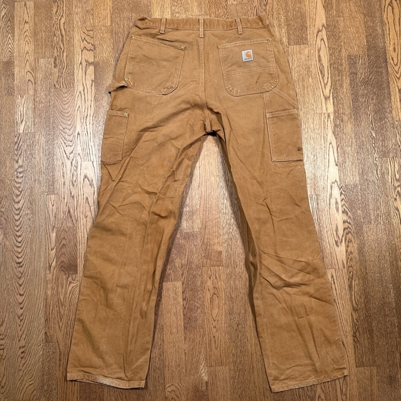 Carhartt B01-BRN Made in USA Loose Fit Duck Double Knee Dungaree Pants Mens 36 - Picture 2 of 12